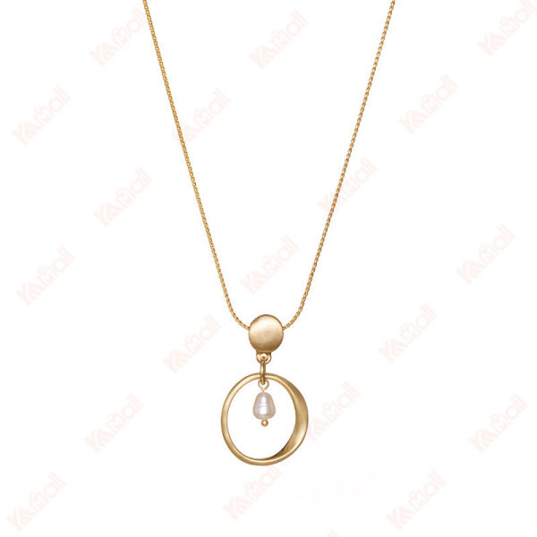 gold necklace geometric shape pearl
